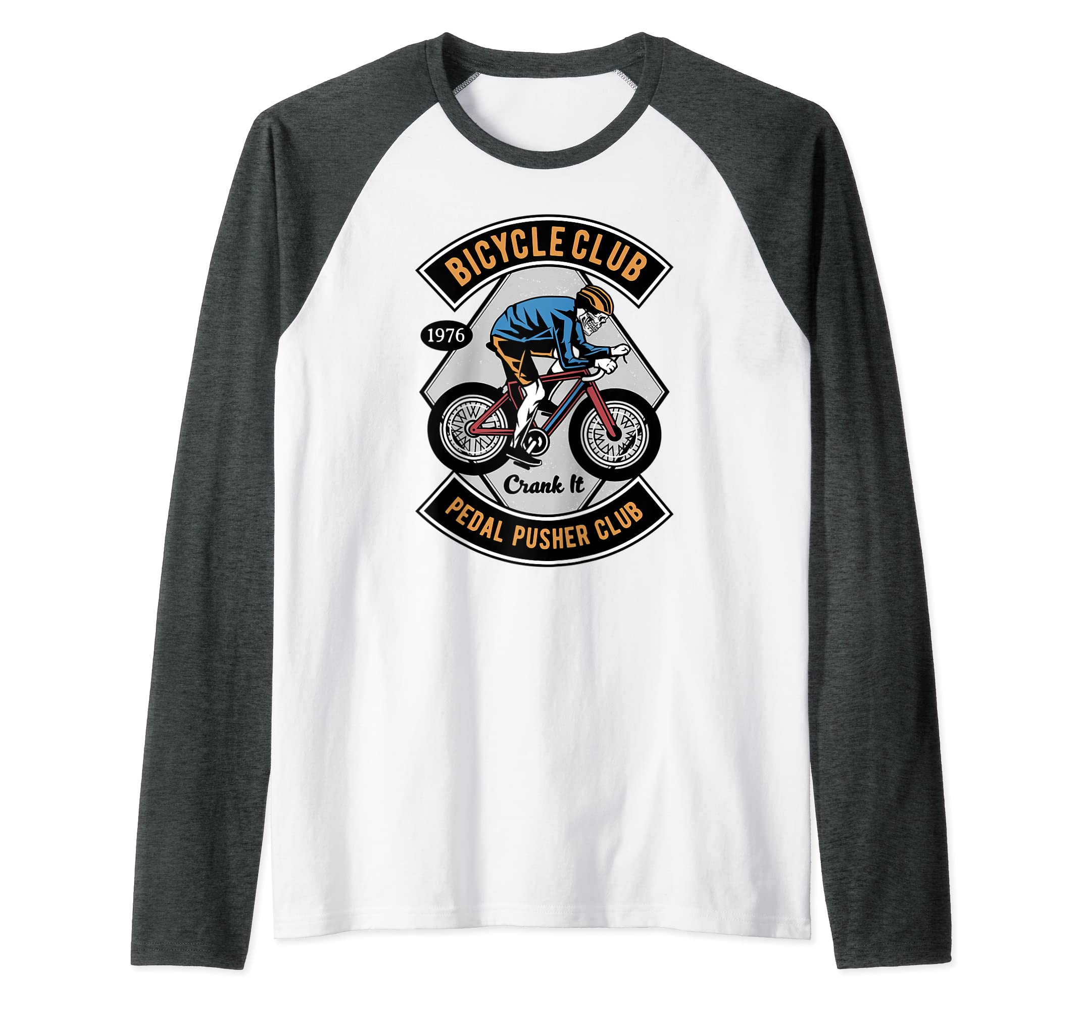 Pedal PushersCycling Skull - Bicycle Pedal Pushers Club Raglan Baseball Tee