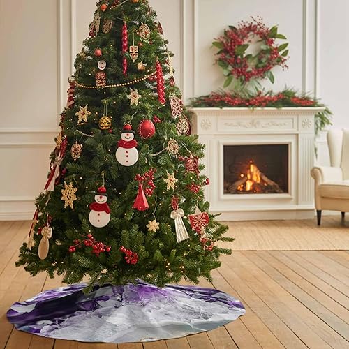 Miniatura 3 de Falda de árbol de Navidad de 48 pulgadas, falda de árbol de ágata morada, decoraciones de Navidad para interiores y exteriores, arte abstracto