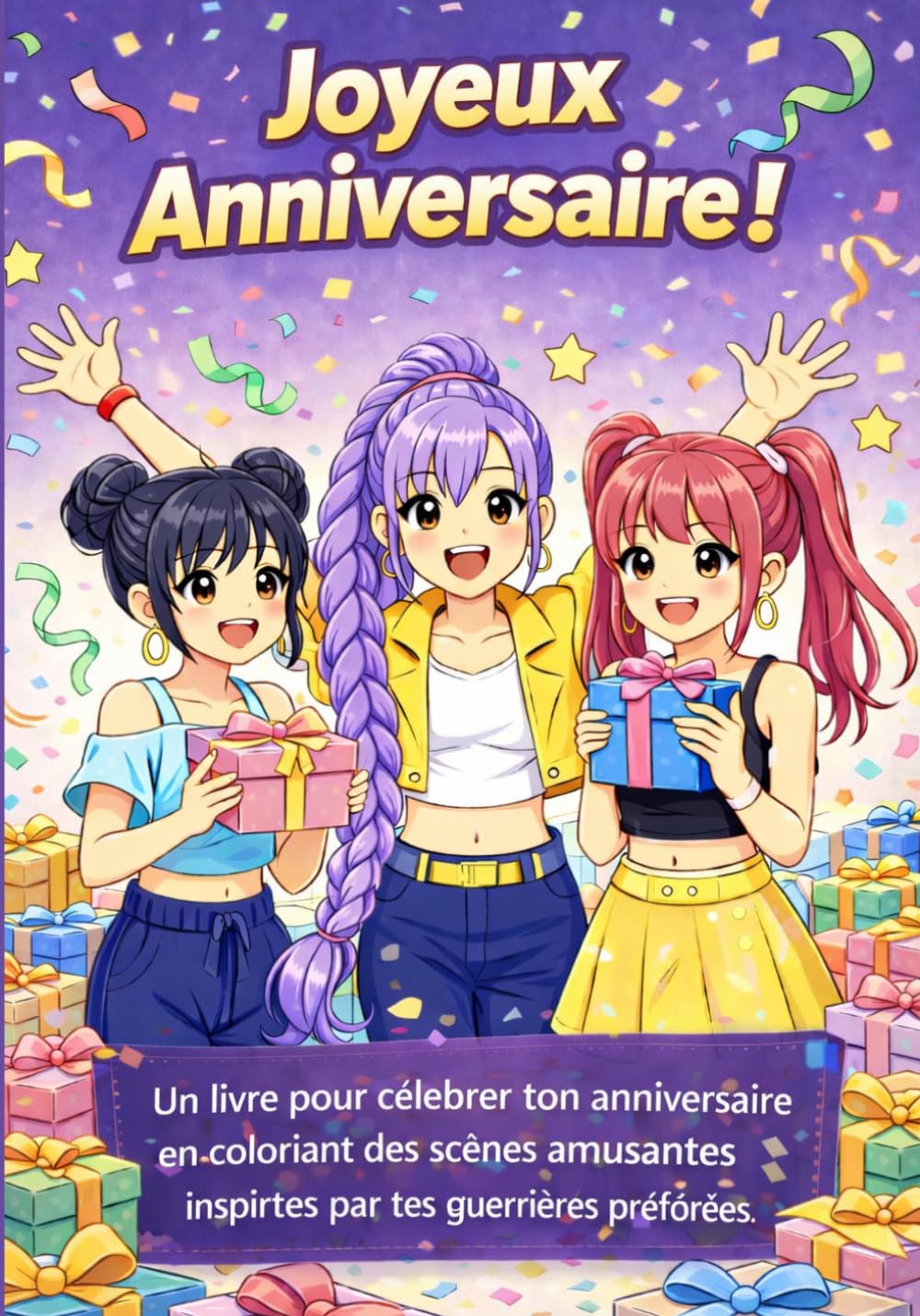 Joyeux anniversaire!: Un livre pour célébrer ton anniversaire en coloriant des scènes amusantes inspirées de tes guerrières préférées.