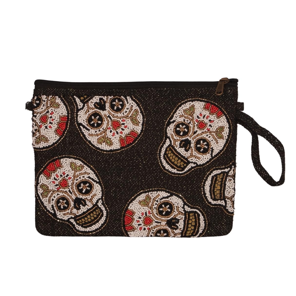 Beige Sugar Skull Beaded Clutch – Día de los Muertos Style-picture-38