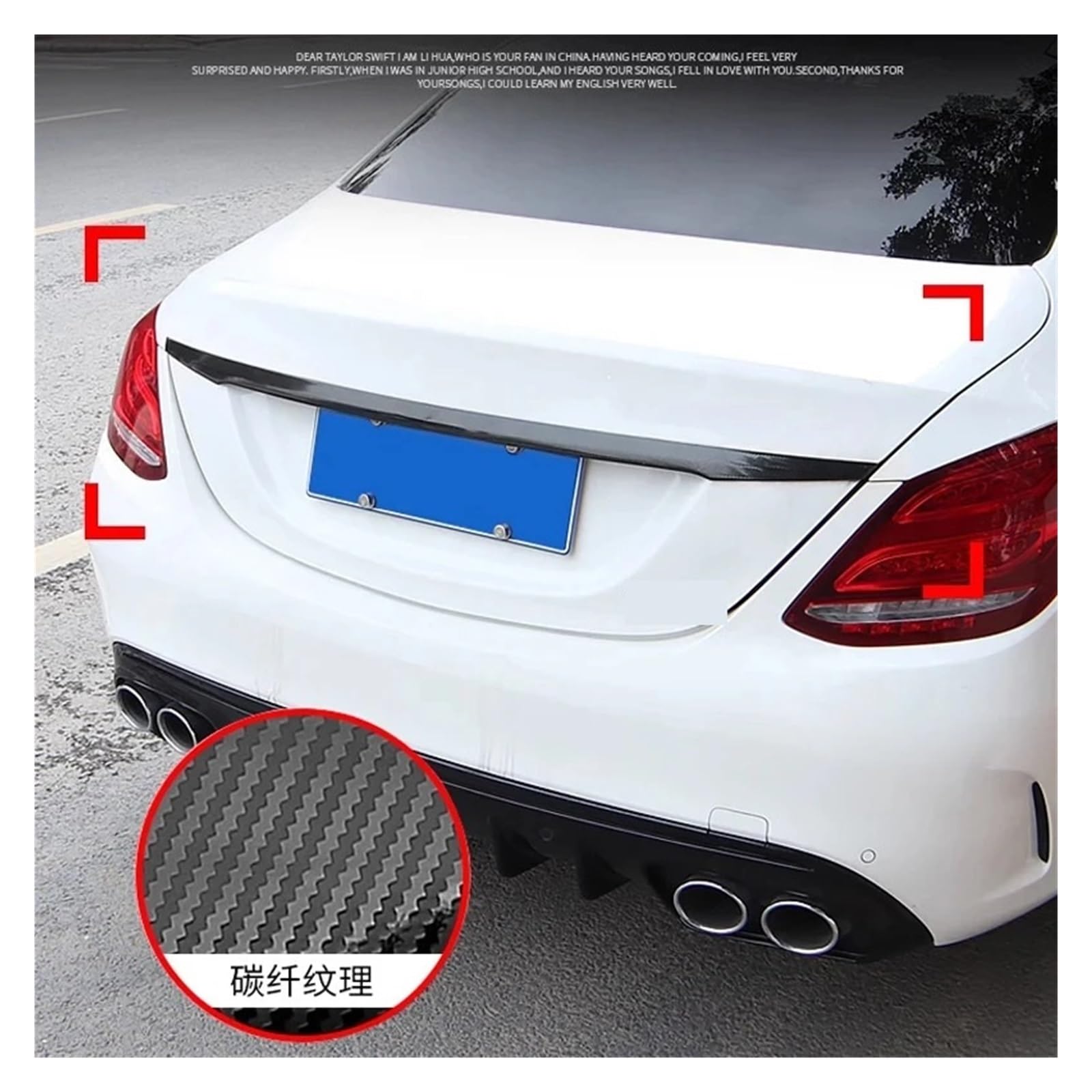Steel Rear Tailgate Trunk Lid Cover Trim Compatible for Benz C-Class W205 2015-19 2020 2021 Car Exterior Accessories — view 3