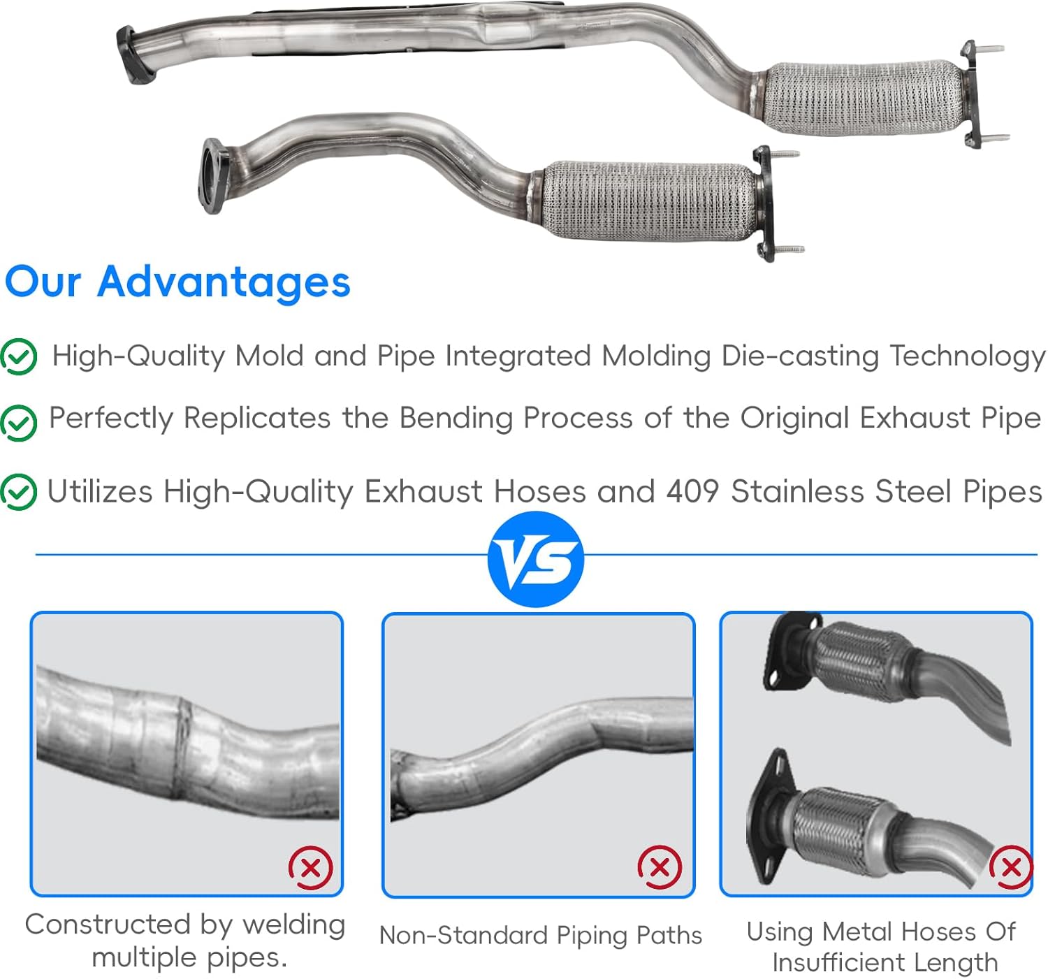 front exhaust flex pipe,exhaust muffler pipe compatible with 2013-2019 ford explorer 3.5l (only fit trim:sport) db5z-5g203-b db5z-5g203-c db5z-5g203-c