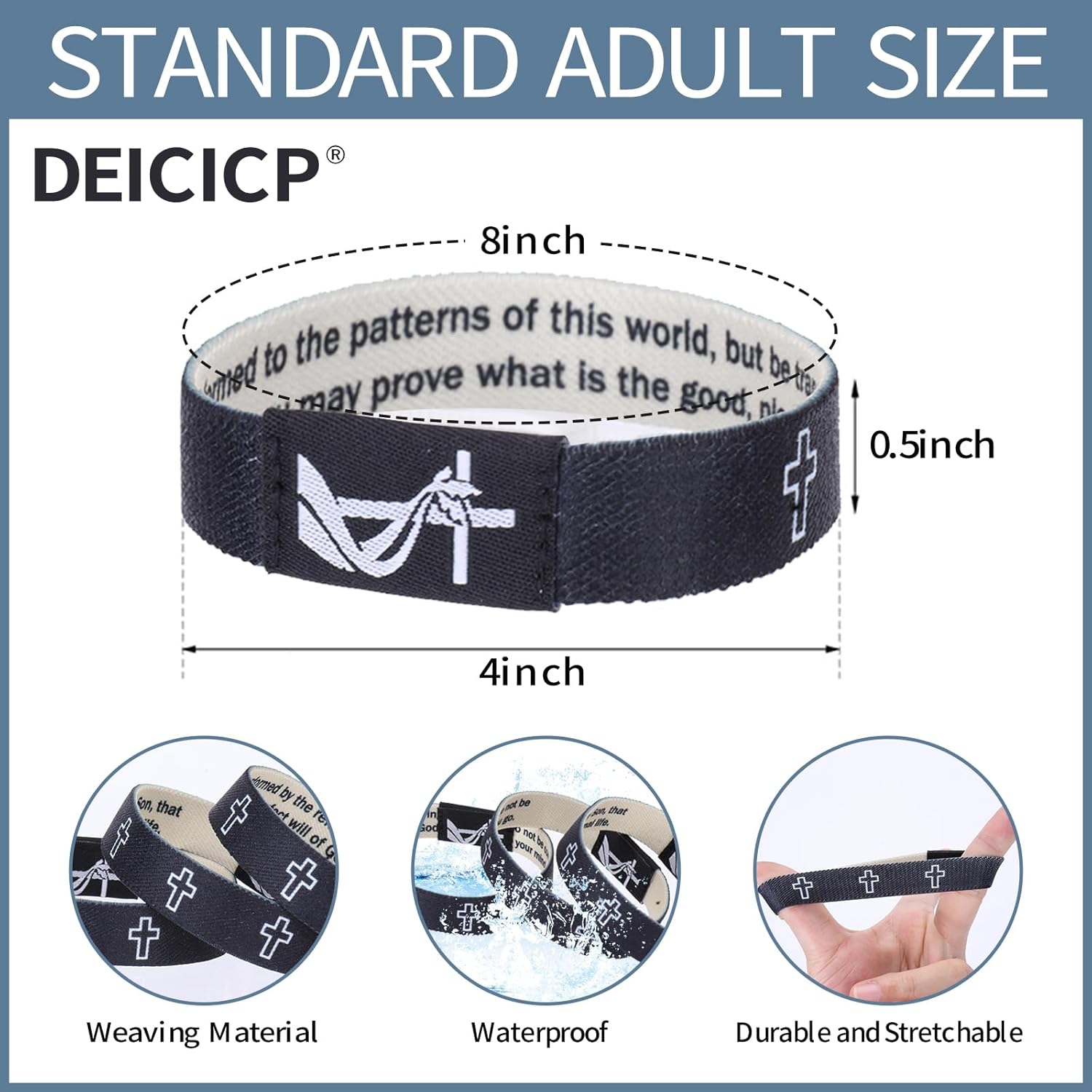 Bible verse bracelet with NFC scan, engraved John 3:16, Romans 12:2 and Joshua 1:9, religious Bible gifts for boys and girls - Image 6