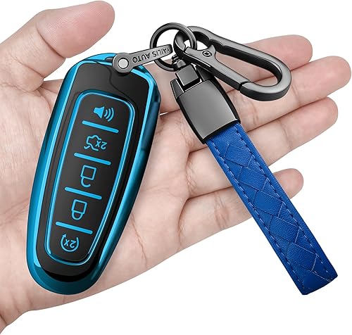 Sindeda Funda para llavero Ford con llavero de protección completa suave compatible con Ford C-Max Edge Escape Expedition Explorer Flex Focus Taurus