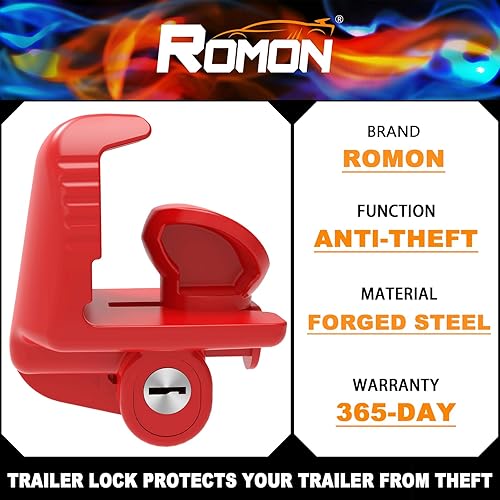 Miniatura 2 de ROMON Cerradura de remolque con llaves, compatible con acopladores de 1-78, 2 pulgadas y 2-516 pulgadas, accesorios universales para barco y