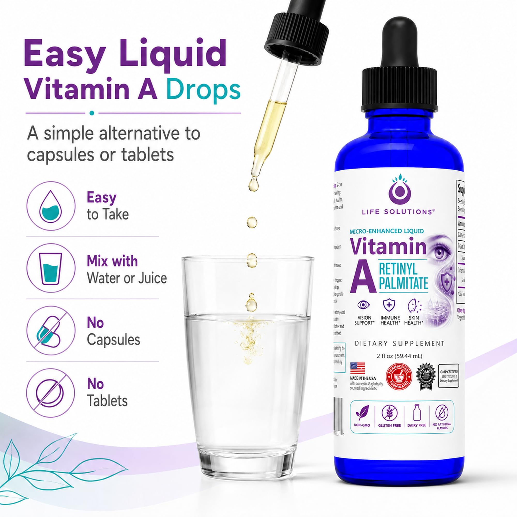 Liquid Vitamin A Drops 3000 mcg, Retinyl Palmitate Supplement, 30 Servings — Amazon image 4
