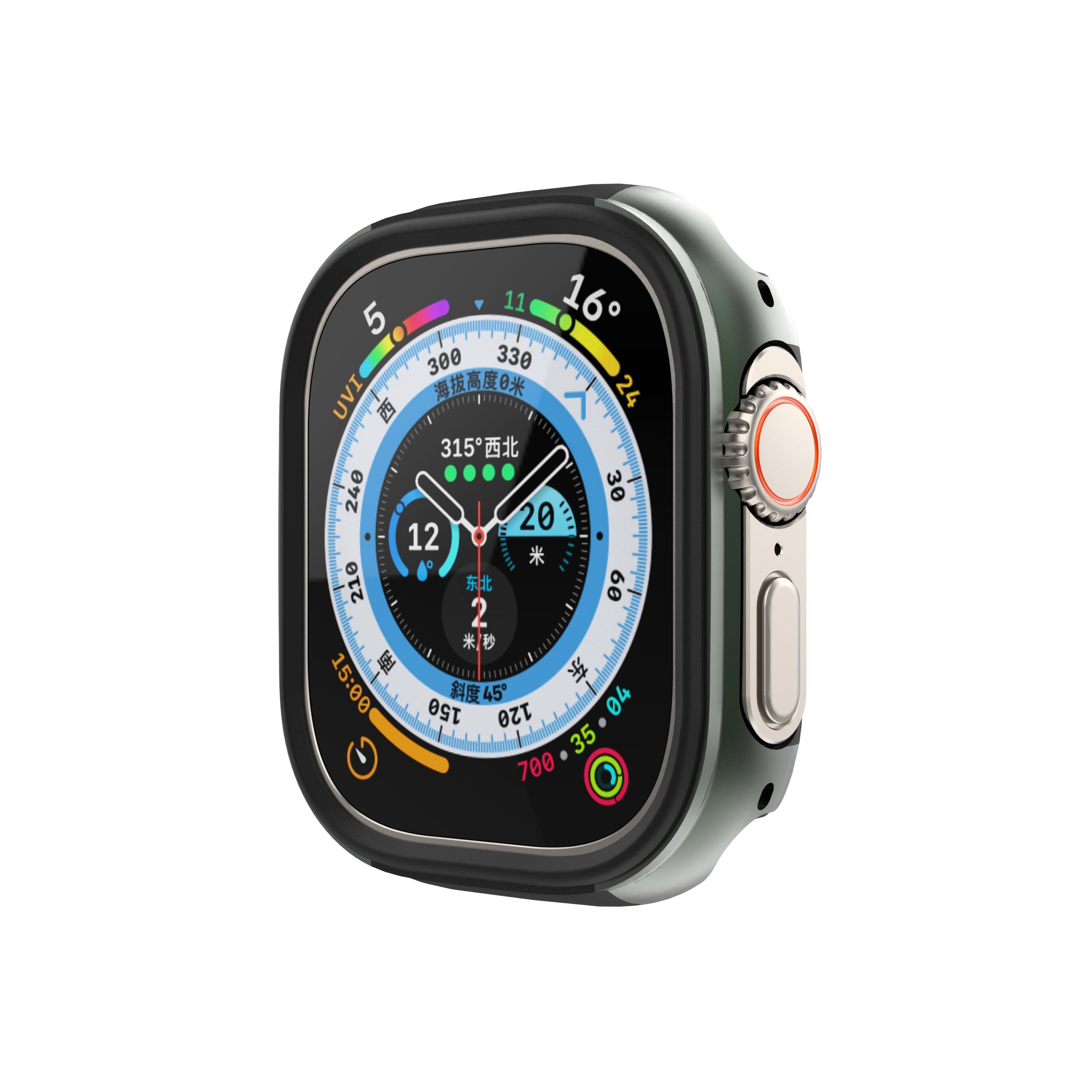 Boîtier en alliage d'aluminium pour Apple Watch Ultra 49 mm en alliage mat protecteur étanche Boîtier en métal en aluminium pour IWatch Series Ultra 49 mm (couleur : vert foncé, taille : 49 mm)