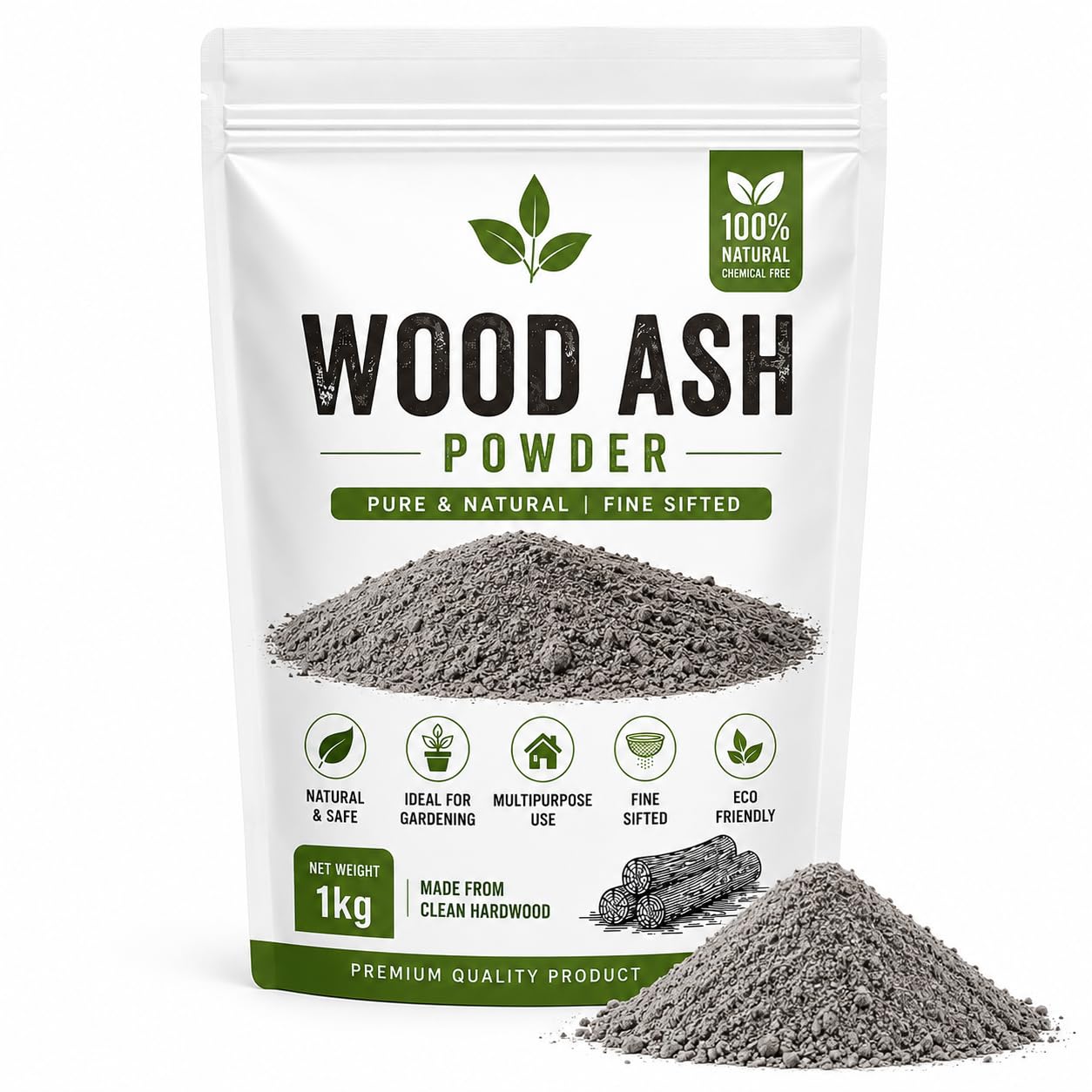 Wood Ash Powder Pure & Natural Fine Sifted, 1 kg | 100% Natural, Chemical Free, Ideal for Gardening, Multipurpose Use, Clean Hardwood-image-6
