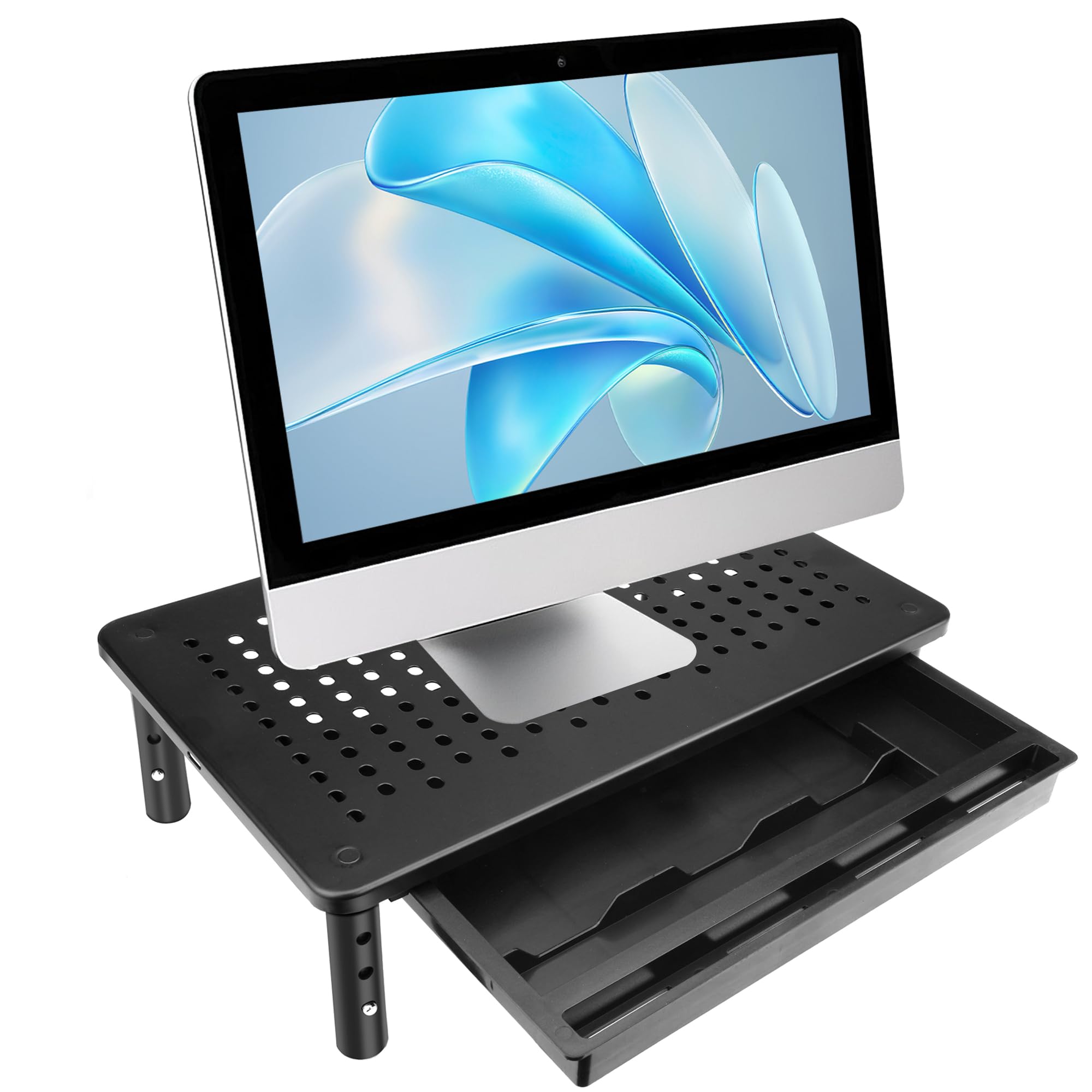 パソコンラック 机上台 机上ラック モニタースタンド 放熱対策 モニター台 引き出し収納 PCスタンド 小型テレビ台 幅37cm 耐荷重20kg 三段階で高さ調整 パソコン台 卓上 Ｔ∞ＴＥＥＳＲＯＯＭ＼ｃｒｅａｔｉｖｅ ＆ ｑｕａｌｉｔｙ