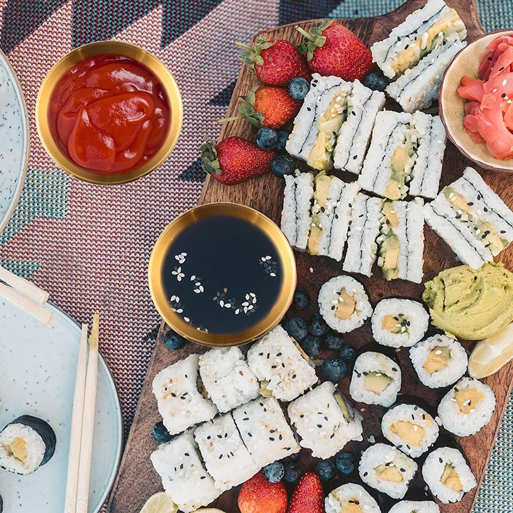6 Pezzi Ciotoline Dorate,Ciotole Rotonde Acciaio Inox Dorate,Sushi Immersione Ciotole,Mini Antipasto Piatti Ciotole,Mini Ciotole Per Salse,Può Contenere Salse,Salsa Di Soia,Ketchup,Condimenti,Frutta