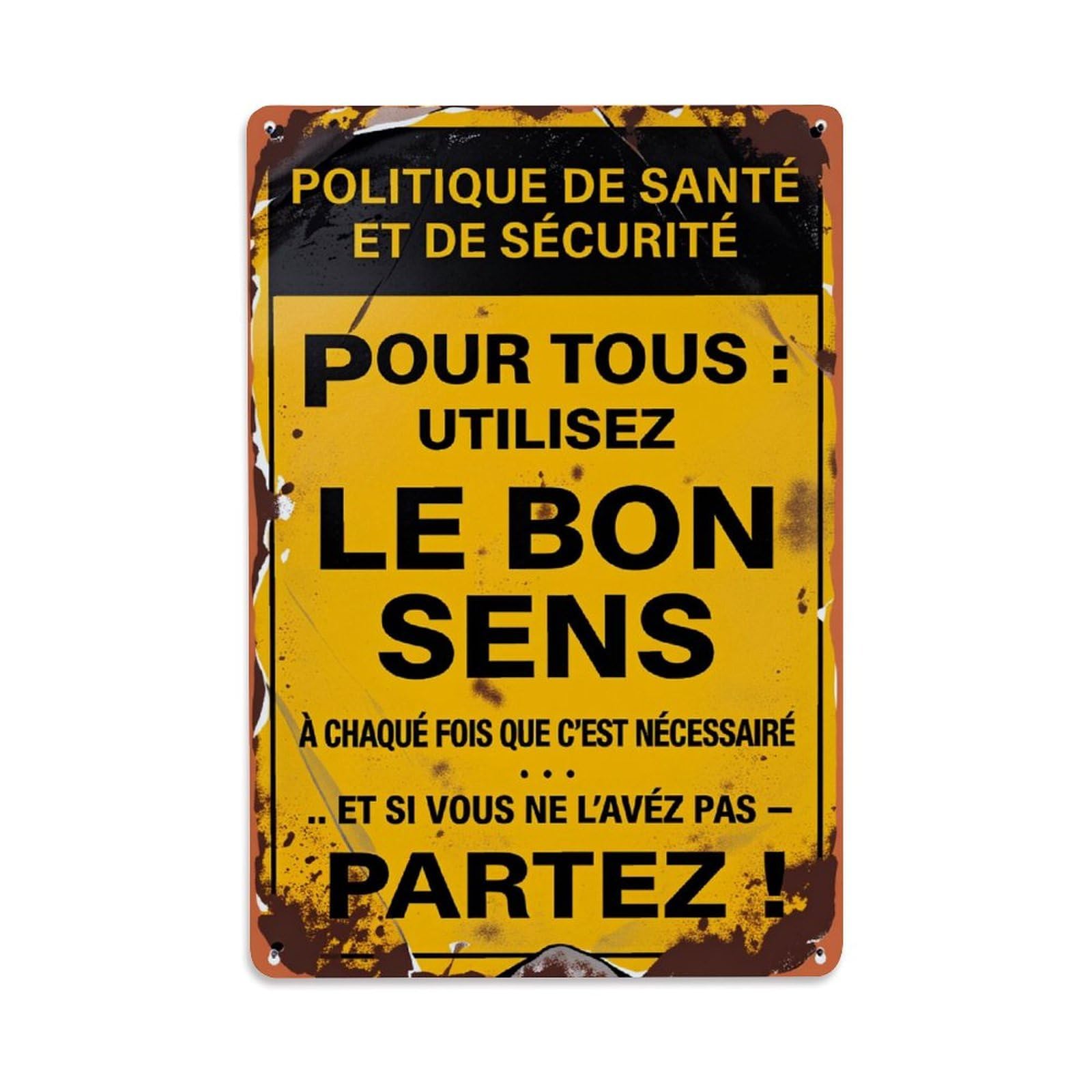 Health And Safety Policy For All Use Common Sense Whenever Necessary Vintage Metal Tin Sign Retro Wall Decor for Home Bar Garage Cafe, Indoor & Outdoor Decorative Metal Poster, 8x12 Inch
