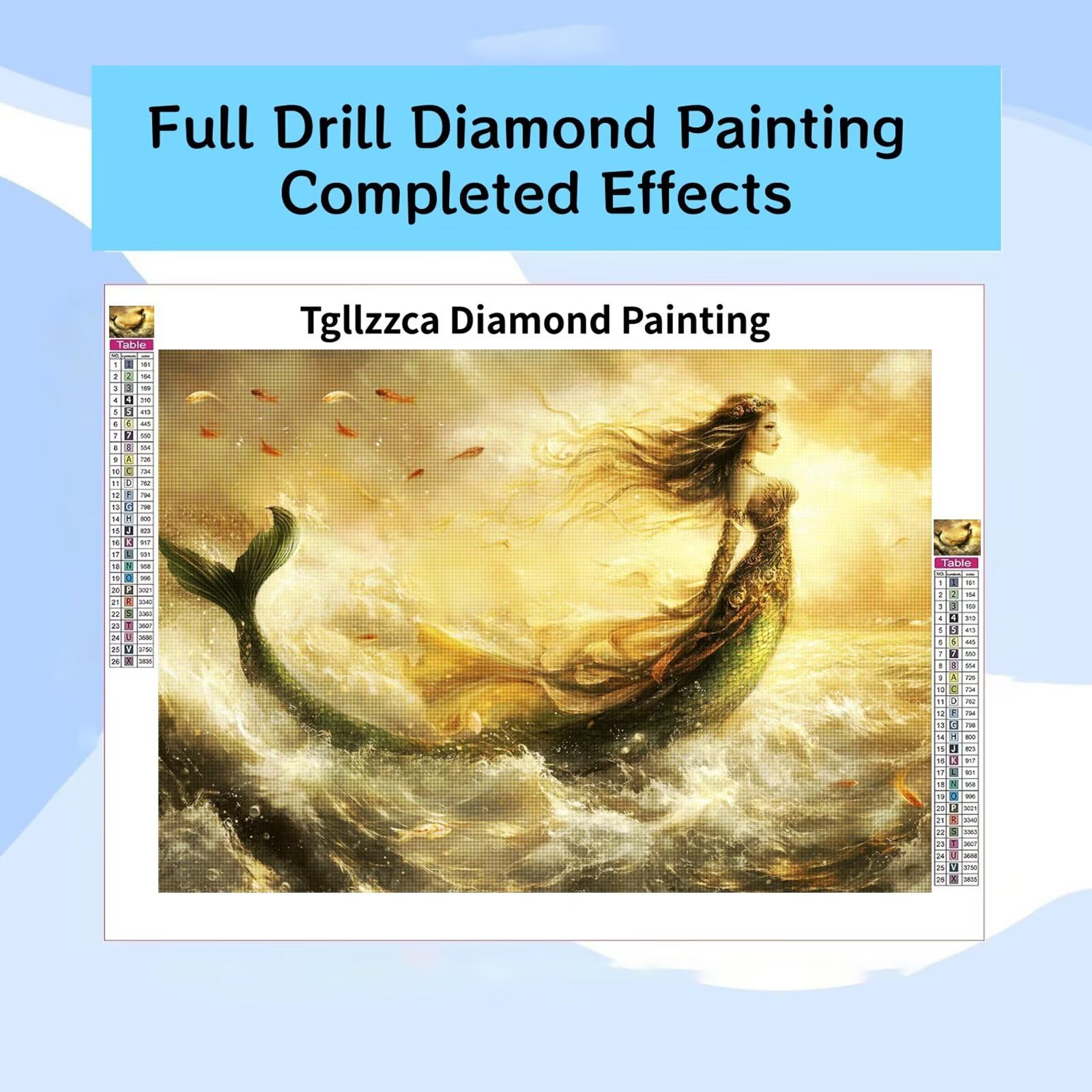 Diament Malarstwo Syrenka Diament Malarstwo Dorosły 5D DIY Ocean Malarstwo Diament Zestaw Sztuki Kryształowej, Ścieg krzyżykowy Aktywność Ręczna dla dorosłych Zestawy do dekoracji ścian domu, Prezent