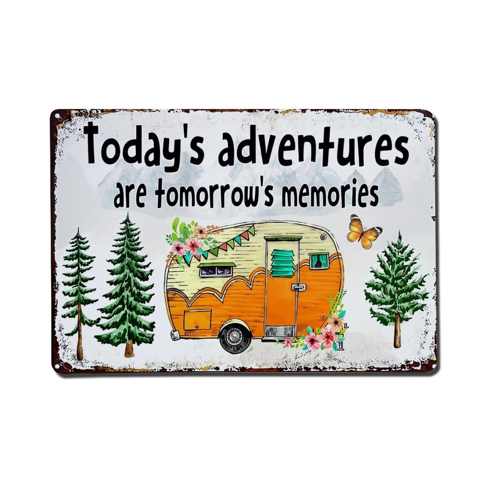 Retro Camper Nature Adventure Memory Vintage Tin Sign Retro Metal Wall Decor Metal Poster, Home Bar Garage Farmhouse Cafe Wall Art Decoration 8x12Inches