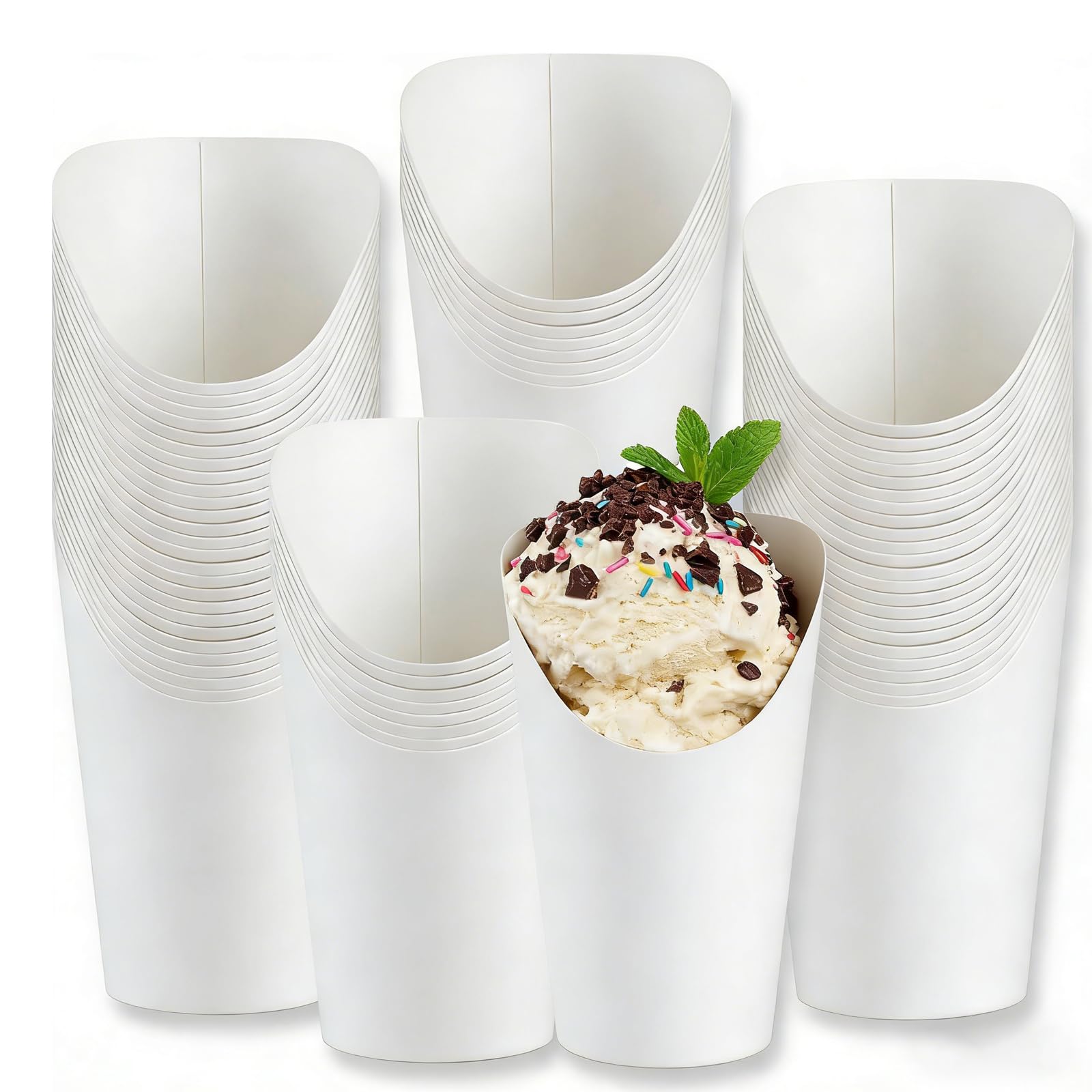 Rthynti 60 Pcs French Fries Holders, 12oz Kraft French Fries Holder Fry Cups Chip Cones, Paper Fry Charcuterie Cups for Snack Crisps Popcorn Ice Cream Appetizer for Party