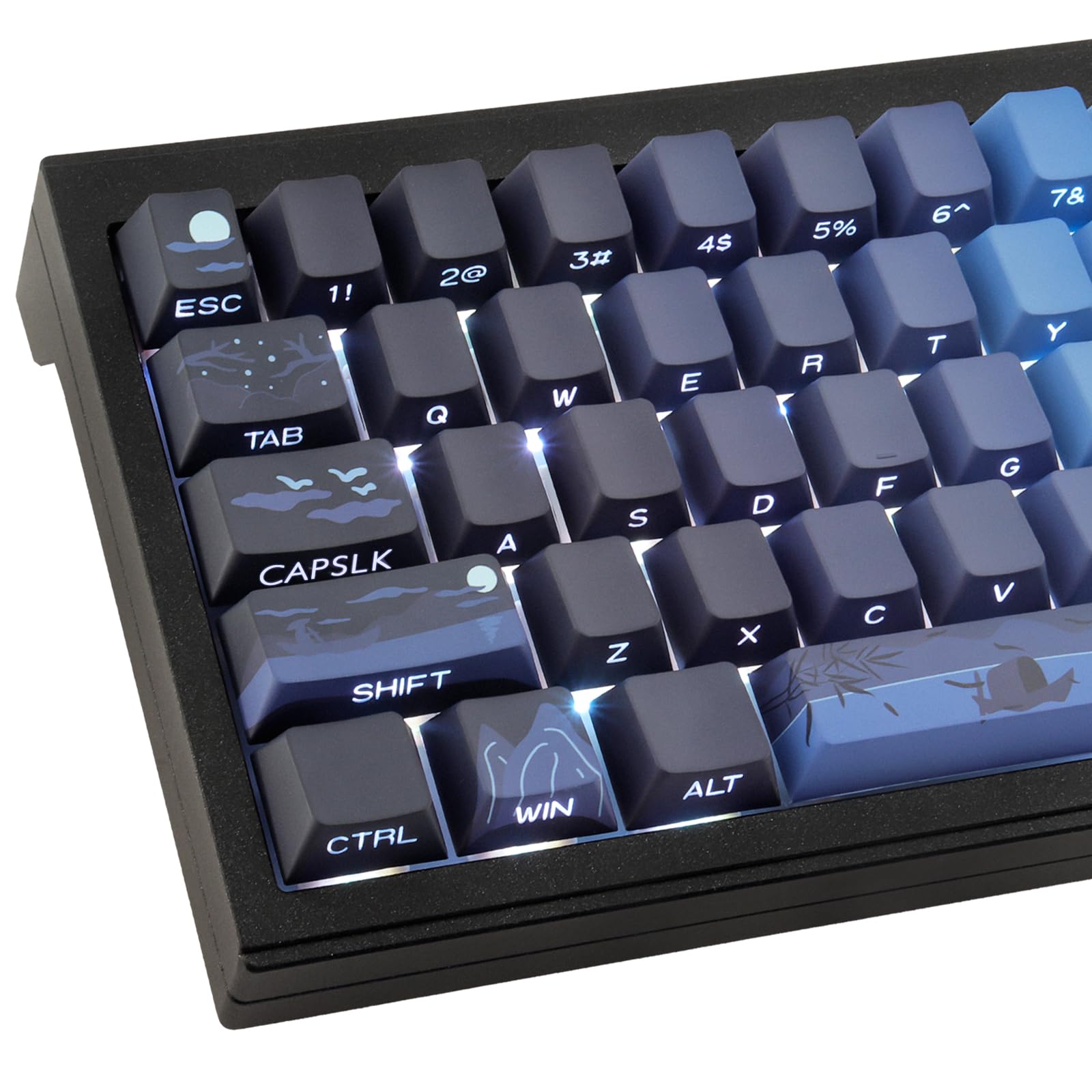 JakeTsai Keycaps, 172 Toetsen Cherry Profiel Double Shot Keycaps Set met 2.75u, 3u, 6.25u en 7u Spatiebalk voor Cherry Mx Schakelaars ISO ANSI Layout Mechanisch Toetsenbord