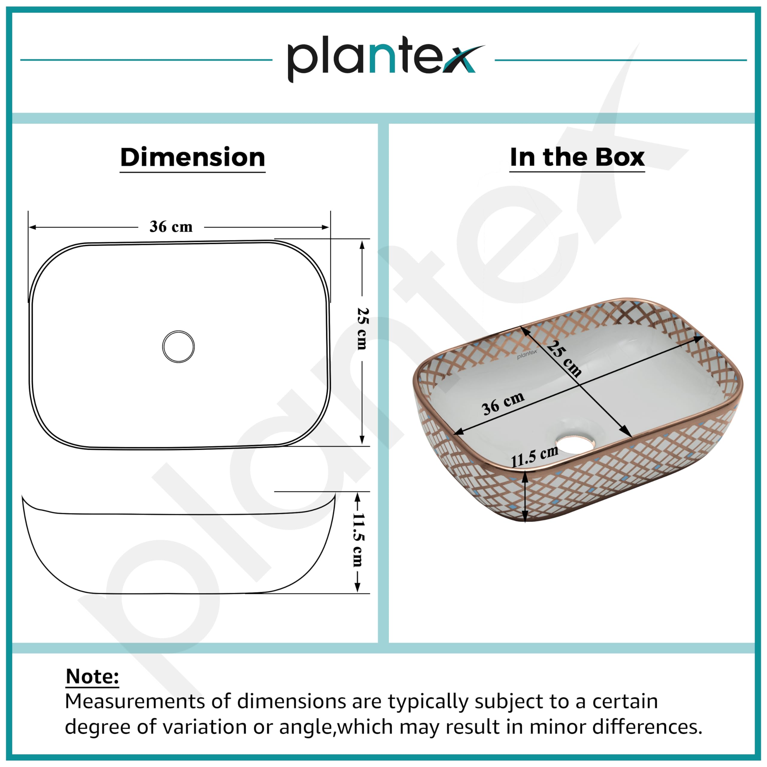 Plantex Ceramic Table Top Wash Basin/Washbasin/Countertop Wash Basin for Bathroom/Living Room(NC-482, 14 x 10 x 5 Inch)