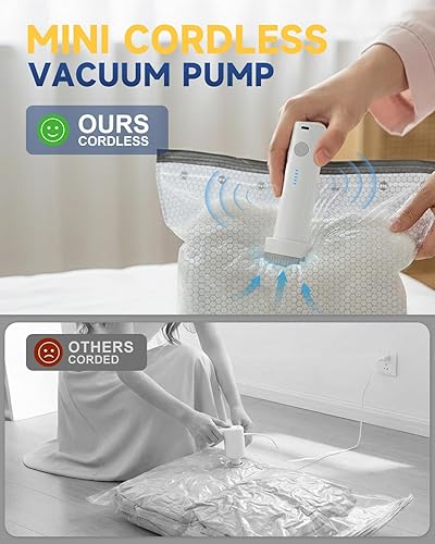 Miniatura 2 de Bolsas de almacenamiento al vacío con bomba eléctrica, bolsas de sellado al vacío para ropa, mantas y ropa de cama, bolsas de almacenamiento