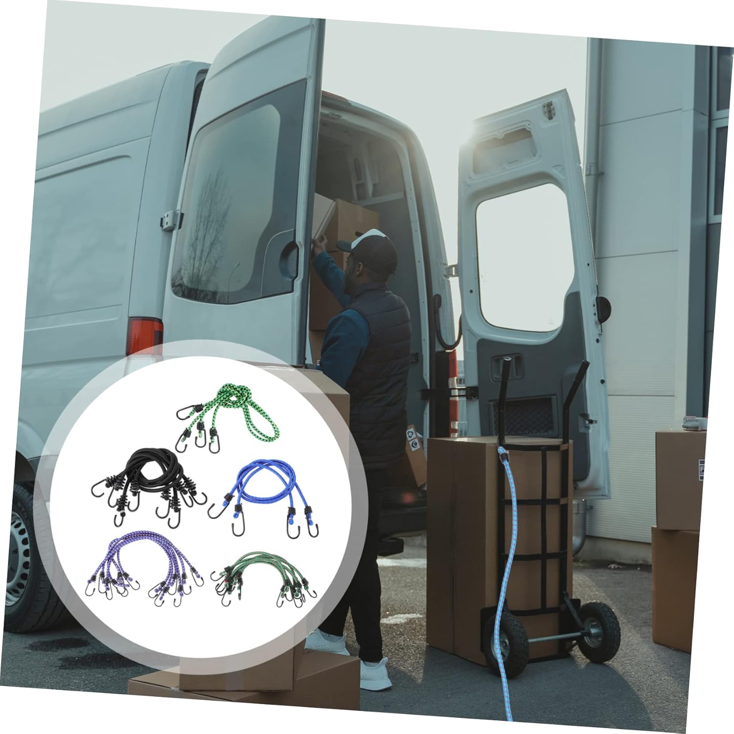 POPETPOP 20pcs Bungee Straps Assorted Heavy Duty Bungee Cords Hooks and Loops Trunk Net Towing Straps