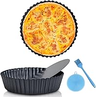 Vnray 2 Pack 9.5 Inch Deep Pie Pans with Removable Bottom - Non-Stick Quiche Tart Pans for Oven Baking Apple Pies, Cheesecakes & More