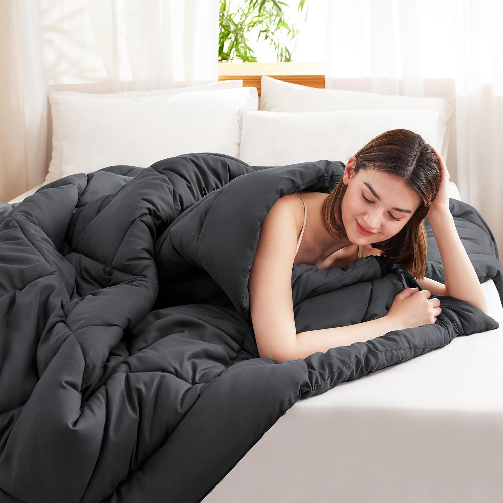 WAVVE Piumino Letto Matrimoniale Quattro 4 Stagioni 260x240 cm - Piumone 240x260 Invernale Autunnale - Trapunta 260 x 240 in Microfibra Sintetica,Grigio