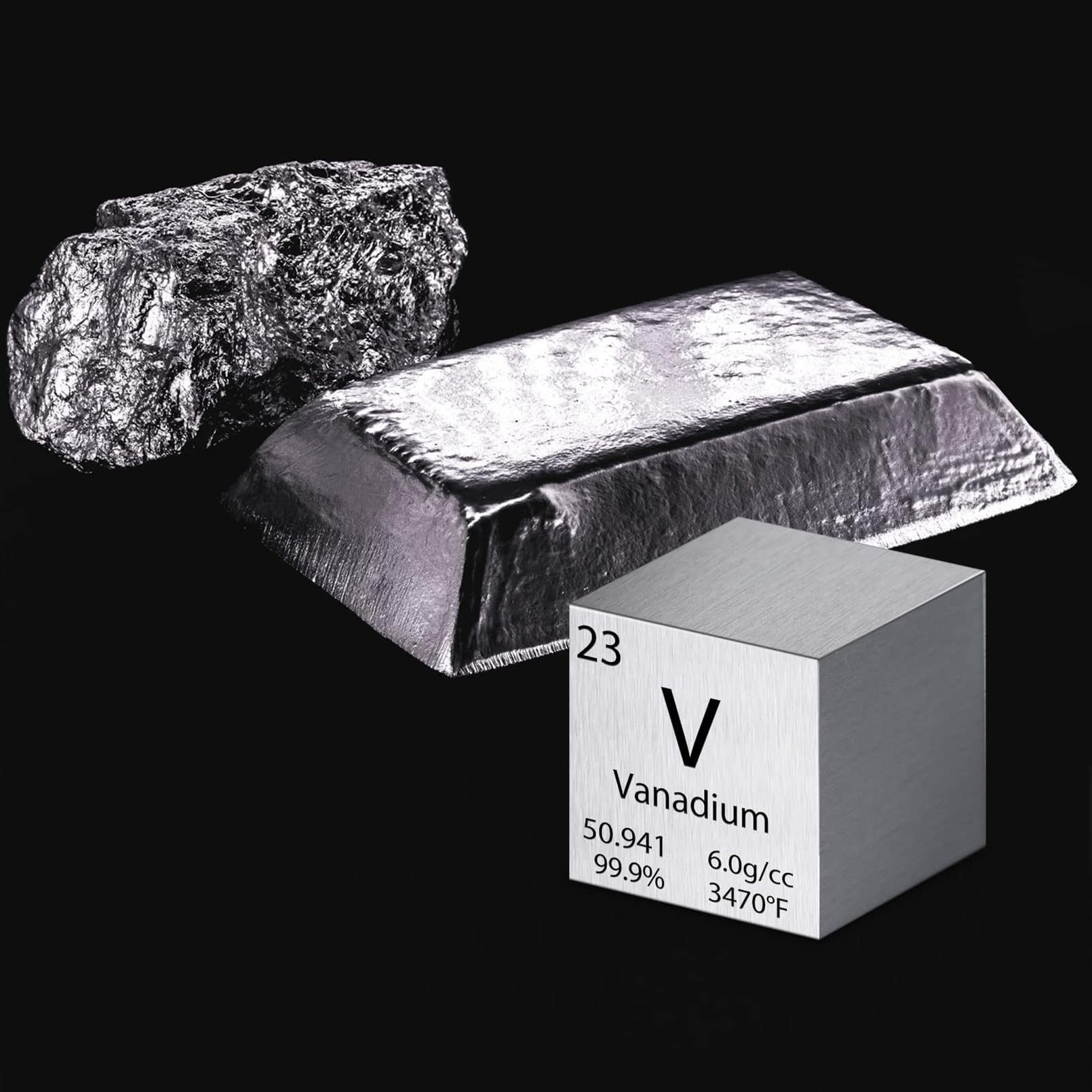 Cubo de vanadio de 1 pulgada de 25,4 mm de densidad de metal puro cubo de metal de alta densidad para colecciones de elementos, experimentos de laboratorio, material de experimentos