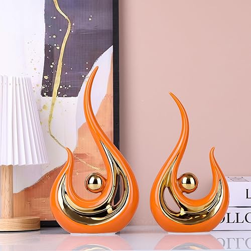 Vista 18 de XMGZQ Decoración verde azulado para el hogar, escultura de pareja verde y dorado, estatuas de cerámica verde, estatua de cerámica de arte abstracto