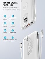 Vista 5 de Portable Charger, 10000mAh 22.5W Fast Charging Power Bank with Built in Cable & Wall Plug, Travel Essential Battery Pack with LED Display, External