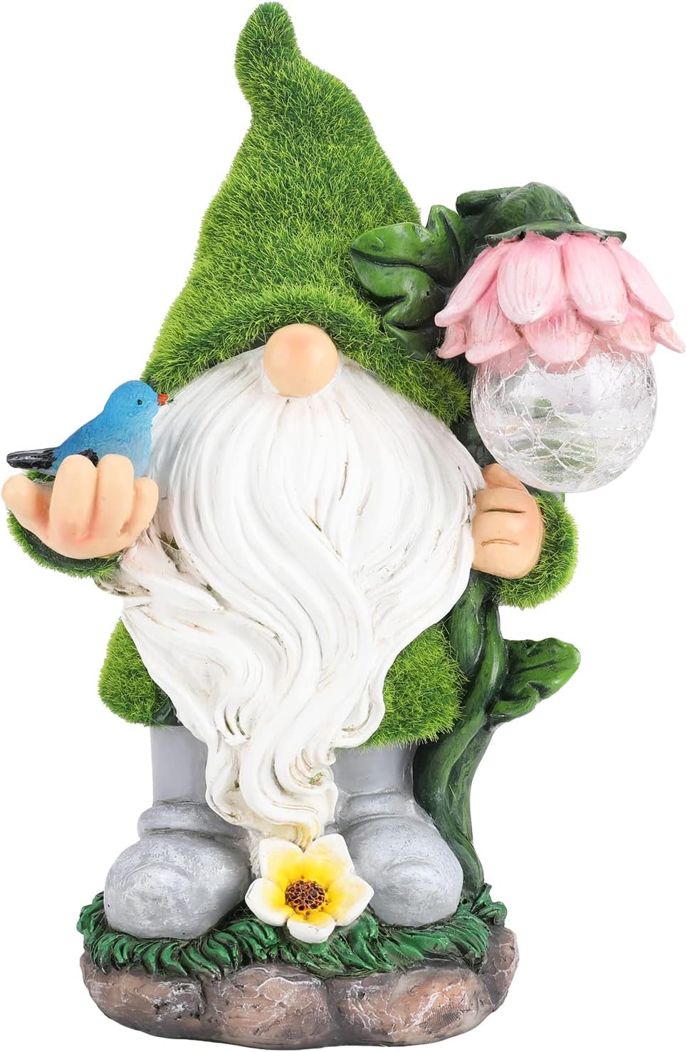 Jiasku Christmas Gnomes Outdoor Statue with Solar Magic Orb