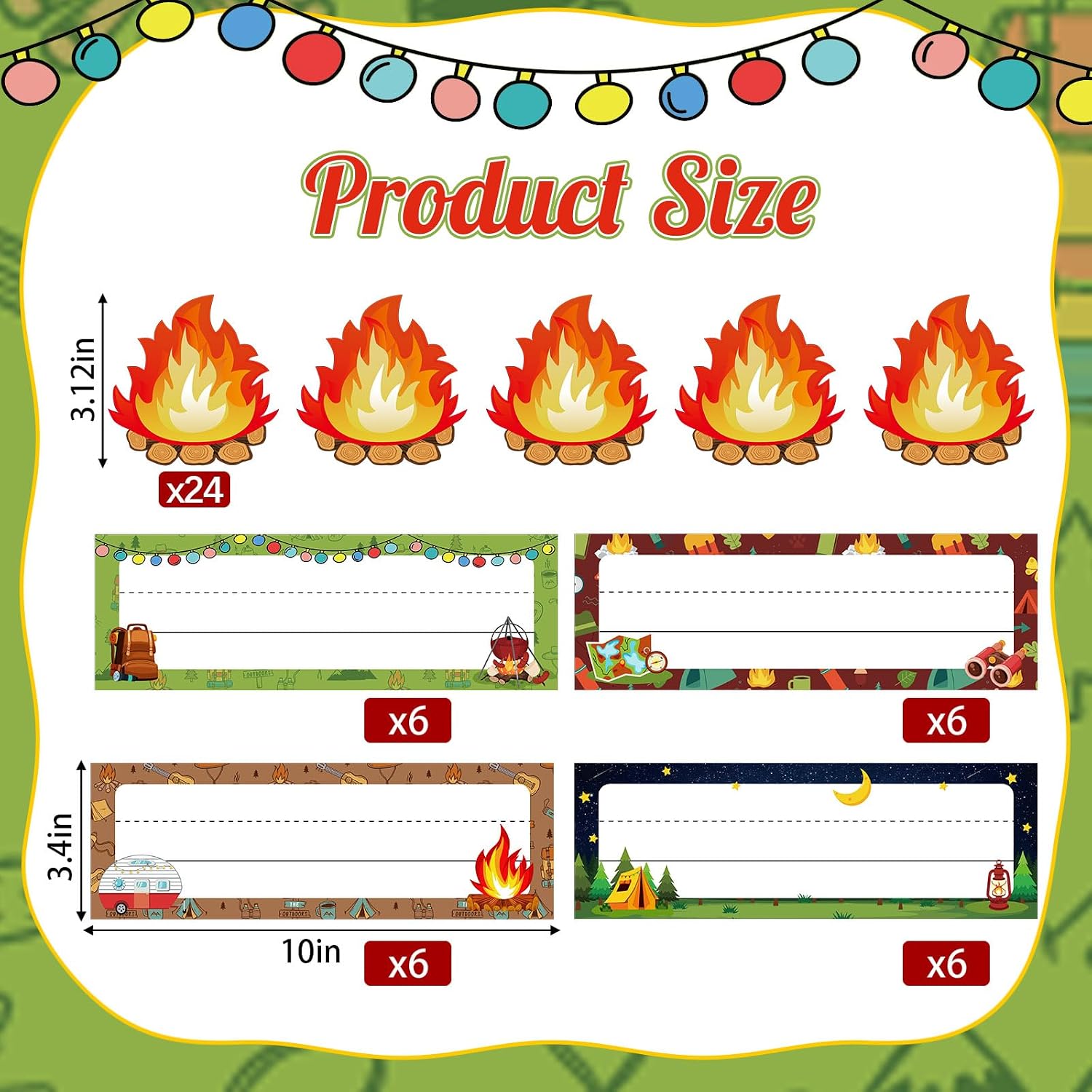 Fullhawl 48 Pcs Camping Nameplates 10 x 3.4 Inch Campfire Cut Outs for Desk image 2