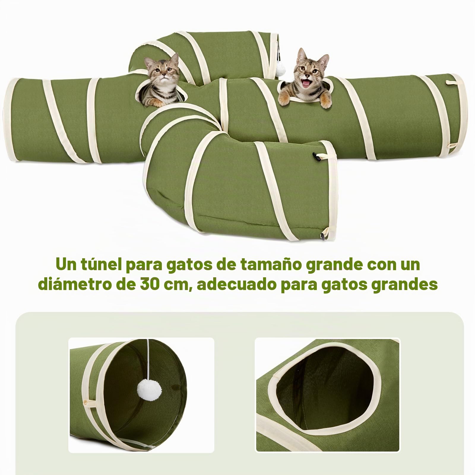 Ownpets Túnel de juego para varios gatos con juguetes interactivos, diseño de cactus expandible, 25 cm de diámetro, plegable para un fácil almacenamiento, ideal para entretenimiento de gatos en