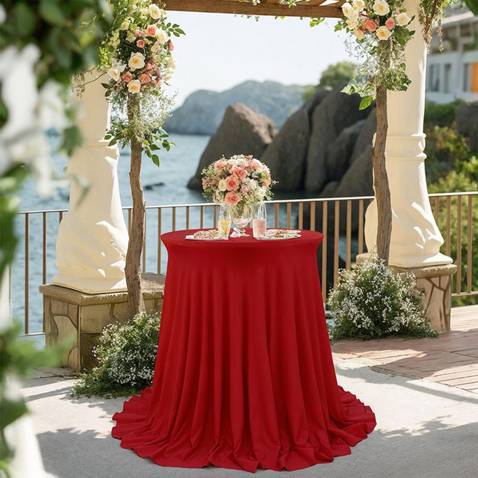 Tovaglia alta elasticizzata per tavoli da cocktail, tovaglie per feste di Natale, eleganti coperture per banchetti per interni ed esterni, matrimoni, bistrot e pub, facili da pulire