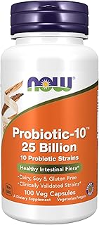 NOW Supplements, Probiotic-10™, 25 Billion, with 10 Probiotic Strains, Dairy, Soy and Gluten Free, Strain Verified, 100 Ve...