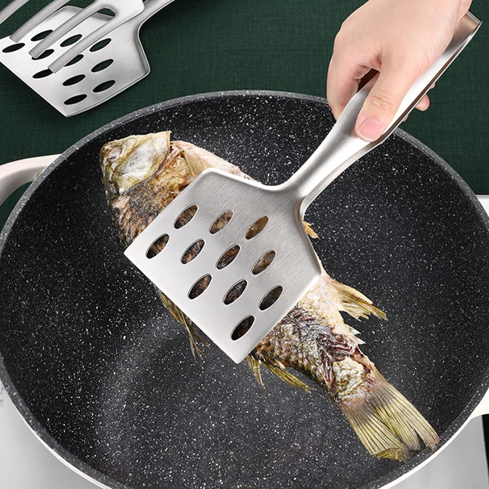 Pinzas de Cocina de Acero Inoxidable, 1 Pieza, Pinzas para Alimentos, Pinzas para Barbacoa, Pinzas para Pescado Frito, 25,5 x 9,8 cm