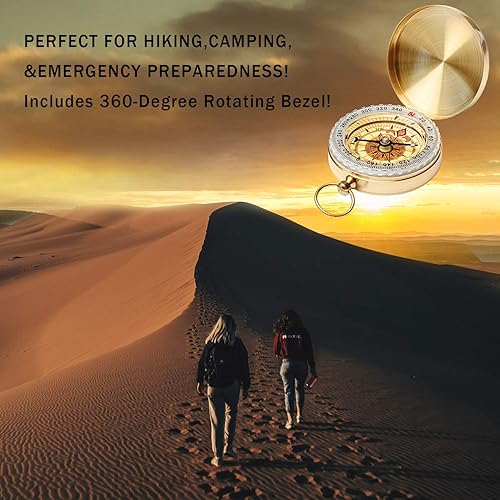 Miniatura 6 de Qi Mei Brújula de supervivencia para acampar, brújula de bolsillo de metal para niños, brújula para senderismo, camping, caza, herramienta de