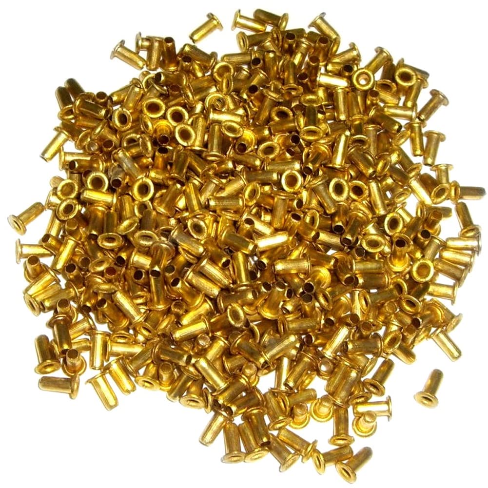 500-Piece Brass Hollow Rivets Kit - Gold Plated Copper Eyelets For DIY, Clothing & Bags, 4.8x2.3x4.5mm