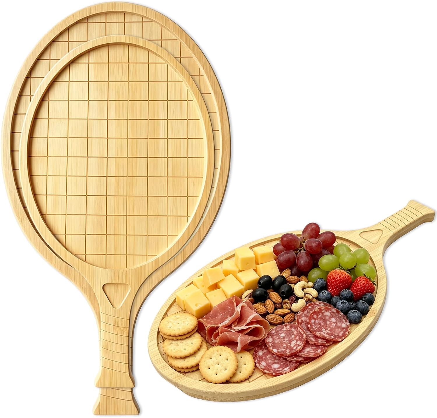 Golf Charcuterie Board Set - 2 Pcs Large Bamboo Golf Cheese Board for Golf Party, Golf Themed Gifts, Golf Gifts for Men, Golf Prizes for Tournaments, Masters Golf Party Decorations