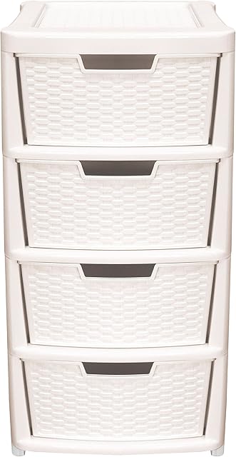 JTF Wholesale - Home Living Cream Rattan 4 Drawer Tower