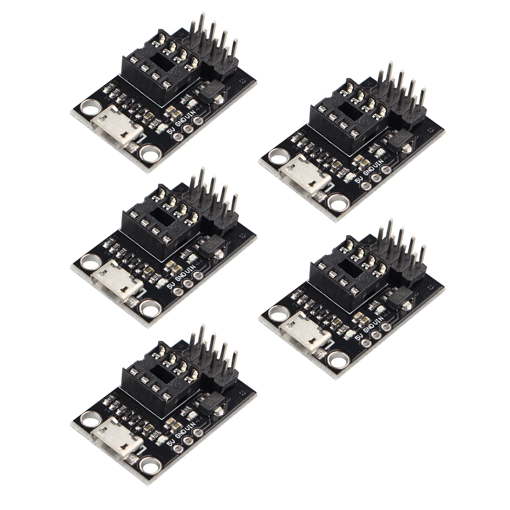 Jopto 5PCS Pluggable Development Board Programming Board for ATtiny13A ATtiny25 ATtiny45 ATtiny85 Programming Editor Micro Usb Power Connector