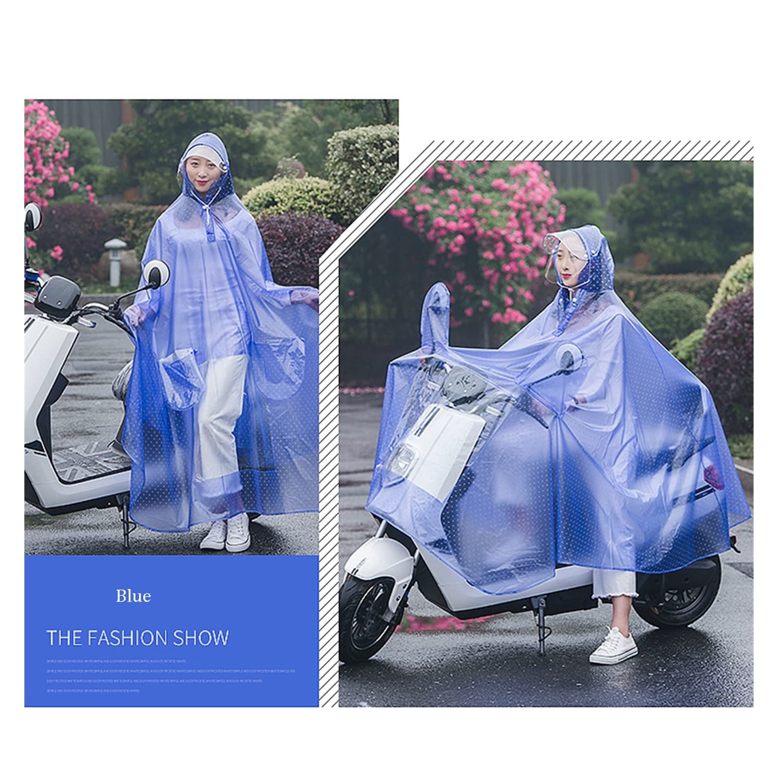 Amazon.co.jp: クリア防水サイクリングレインコート、PVCフード付き