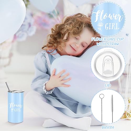 Miniatura 4 de Sieral Juego de 9 regalos de propuesta para niña de las flores, vaso personalizado con pajita, caja de regalo para novia, bolsa de lona, lentes de