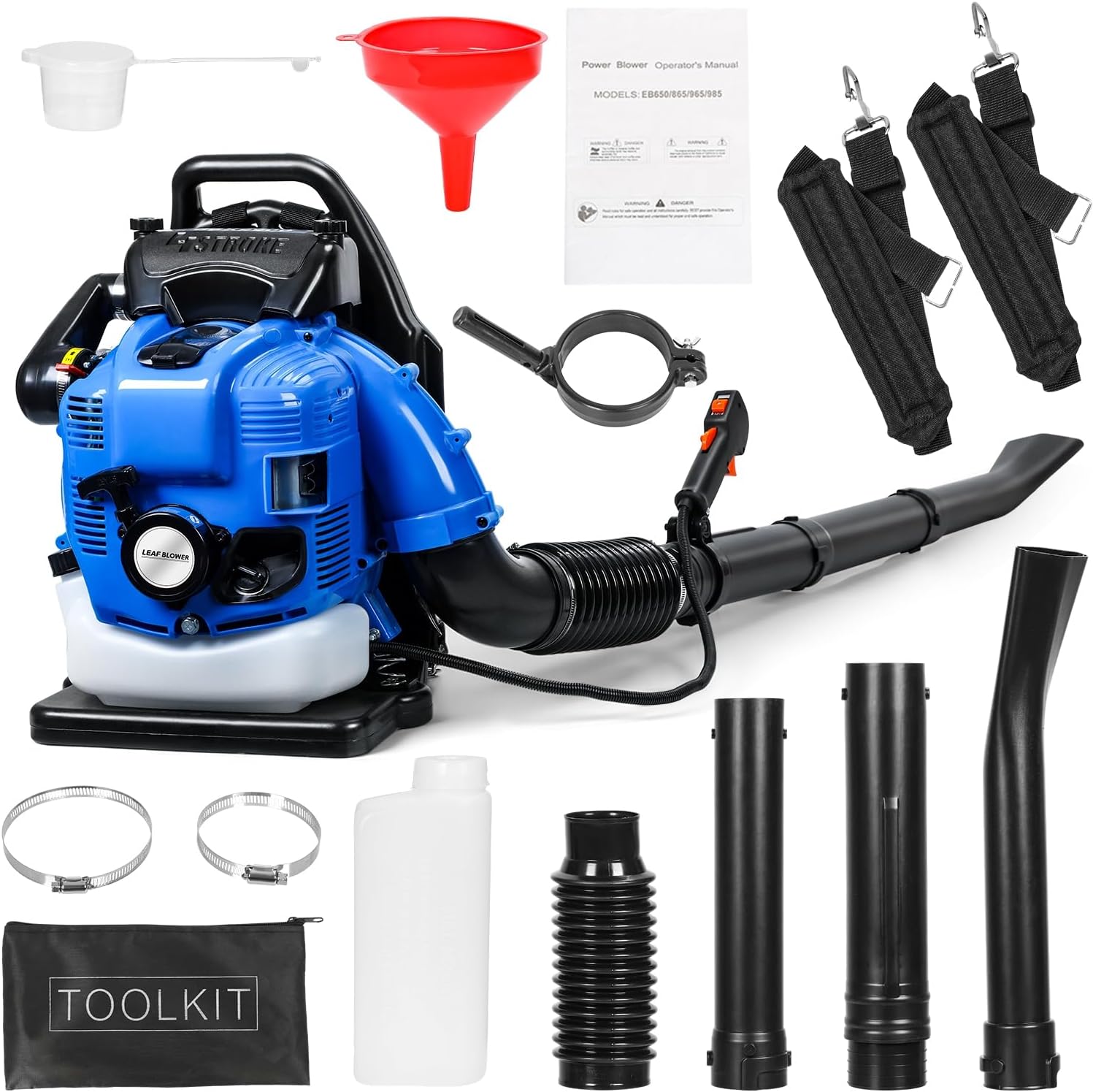 【US Shipped】 75.6CC Leaf Blower - 4 Stroke Backpack Gas Powered Leaf Blower, Lawn Blower Air Cooling Gasoline Back Pack Grass Blower, Backpack Snow Blower for Lawn Care Yard Grass Patio