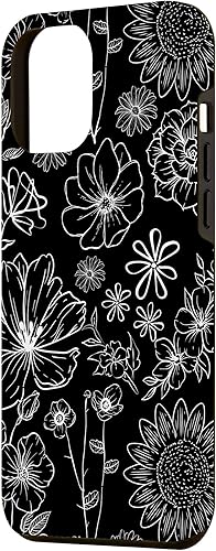 Miniatura 2 de Funda para iPhone 12 Pro Max con diseño de flores silvestres en blanco y negro