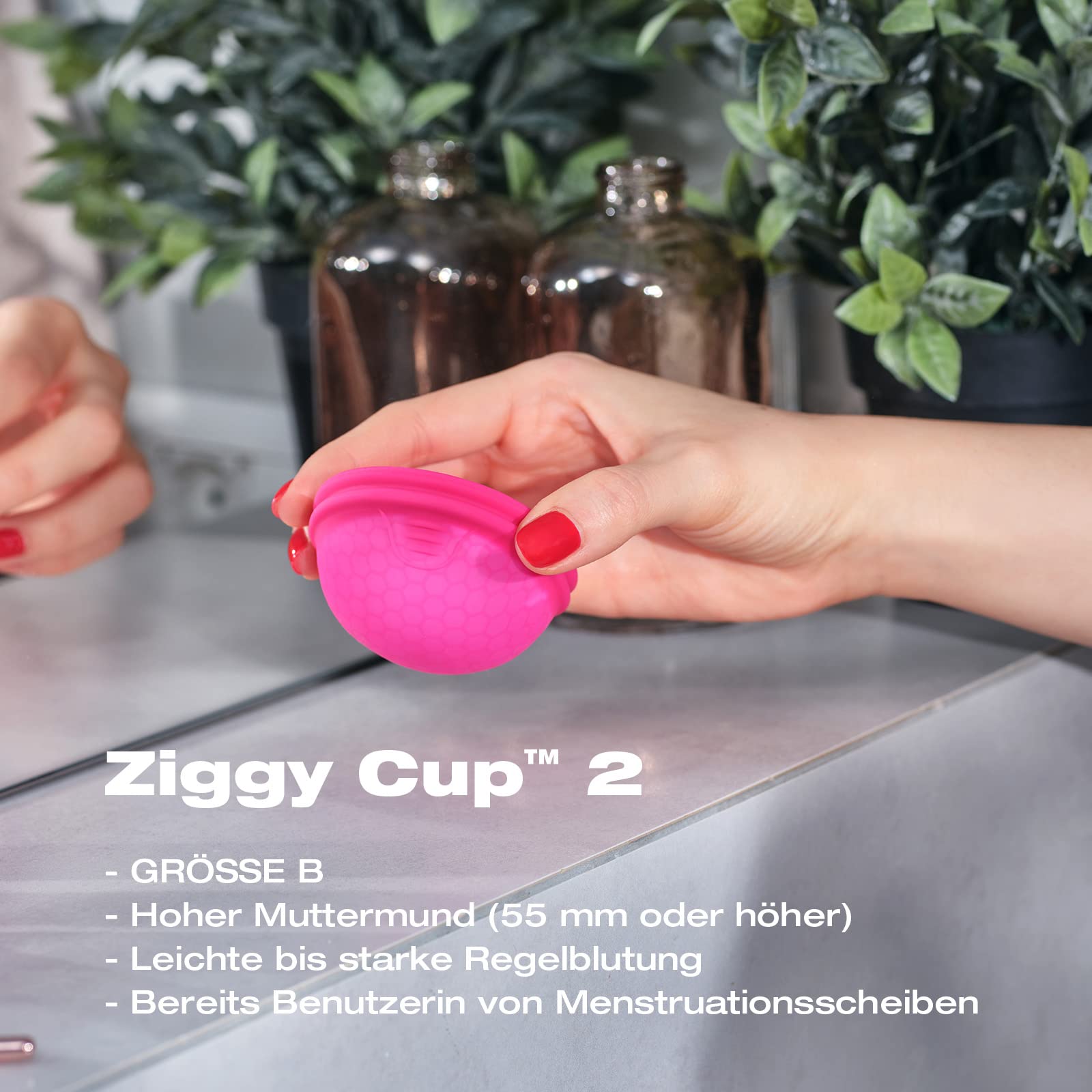 INTIMINA Ziggy Cup 2 - Extradünne, Wiederverwendbare Menstruationsscheibe mit Flacher Passform, Menstruationstasse, (Größe B)