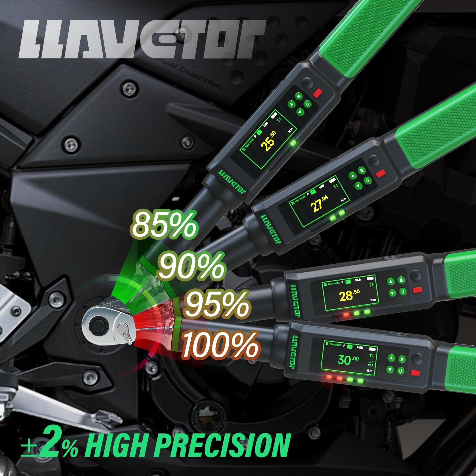 Chiave Dinamometrica Digitale 1/2, 20-400 N.m, ± 1% Chiave Dinamometrica con Suoneria e Display LED per Auto, Moto e Bici