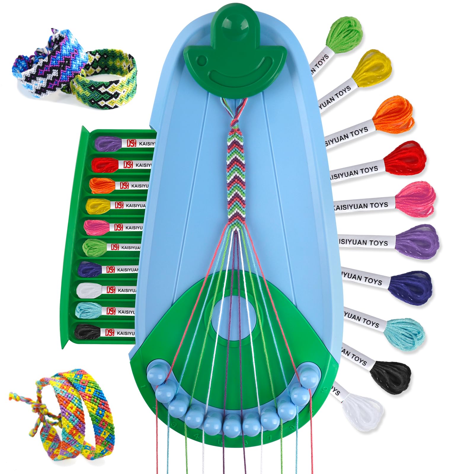 Plunack Kit para Hacer Pulseras Niñas, Kit de Manualidades para Niños Bricolaje 6-12 Años, Set Fabricación de Pulsera de Amistad, Regalos Navidad Cumpleaños Juguetes Niña 6 7 8 9 10 11 12 -Azul Verde