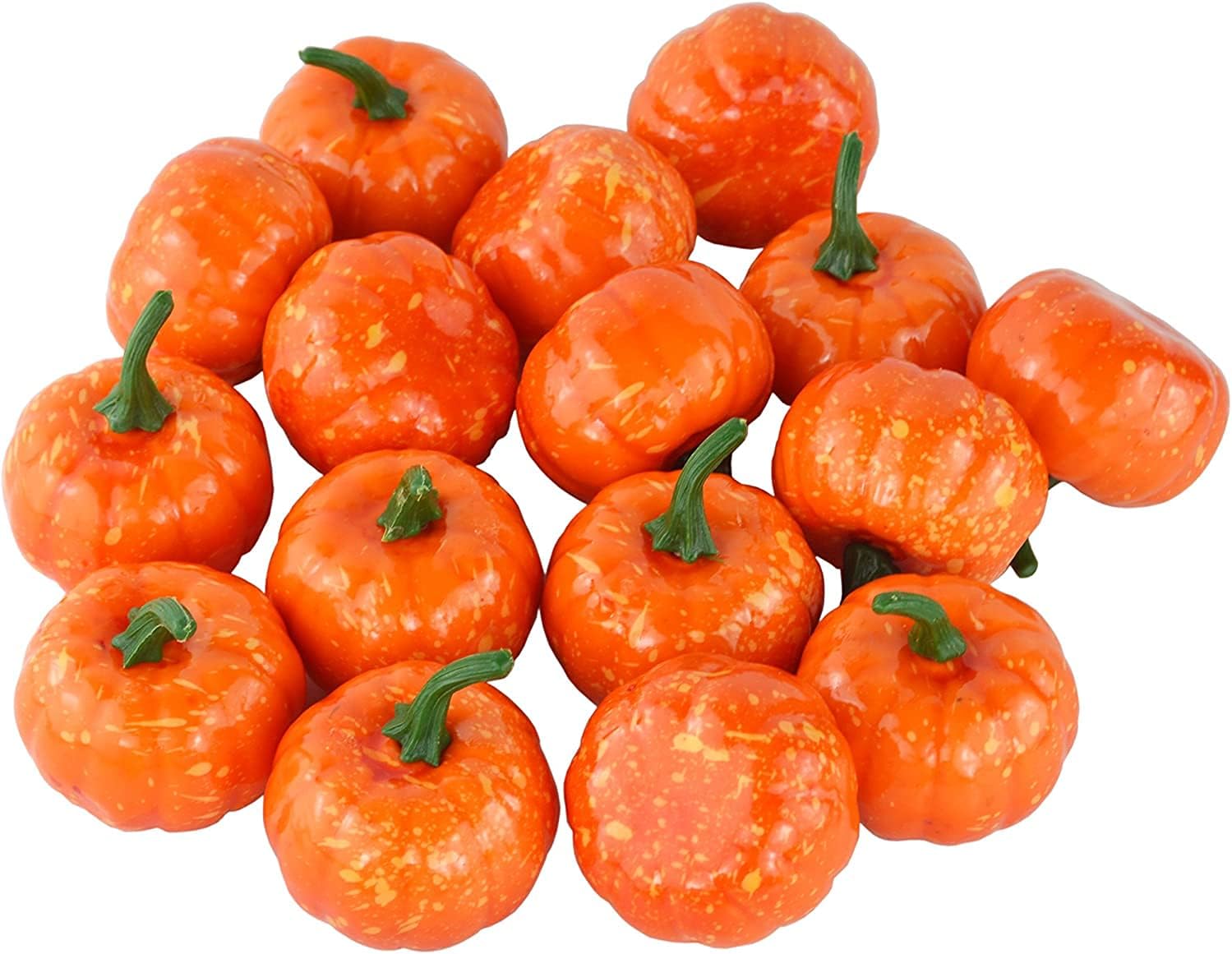 Artificial Lifelike Simulation Mini Pumpkins Fake Fruit for Festival Halloween Thanksgiving House Kitchen Decoration - Set of 16 - Orange