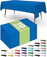 Vista 33 de Pureegg - Juego de 10 manteles de plástico desechables redondos de 84 pulgadas, para fiestas, picnics, bodas, manteles decorativos, redondos, Blanco