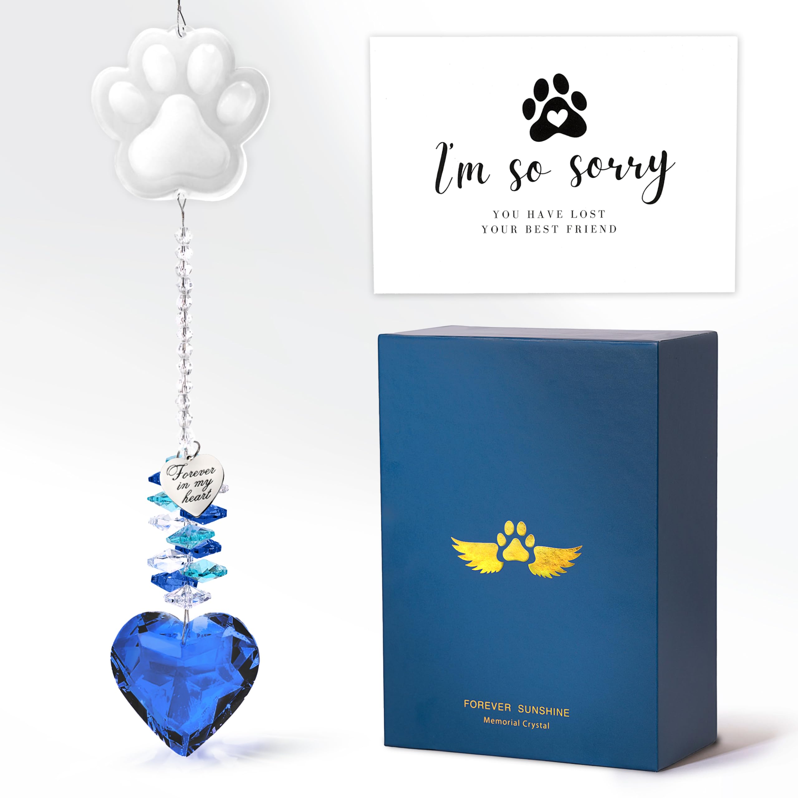 Regalos conmemorativos de perros y gatos atrapasueños azul de duelo