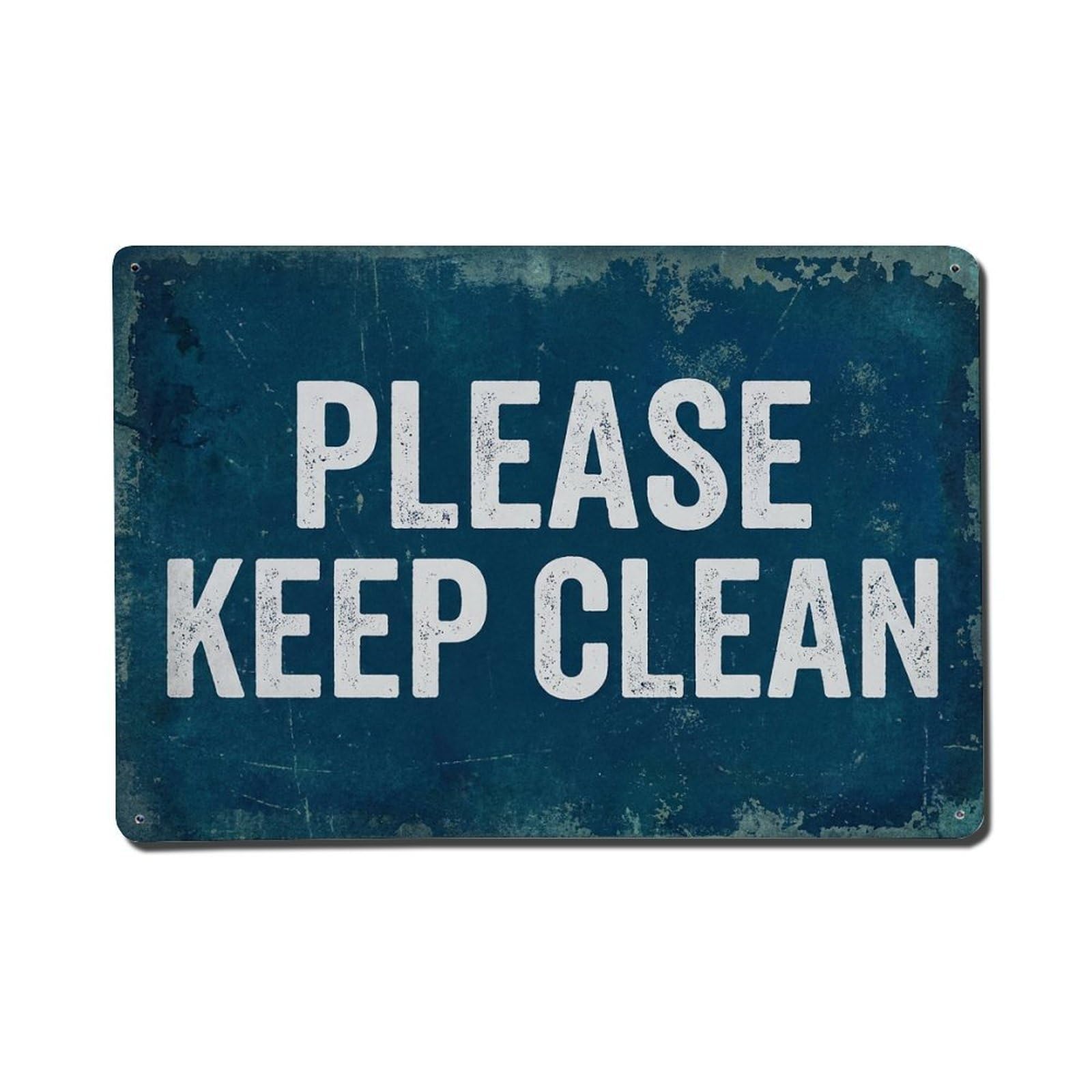 Vintage Please Keep Clean Metal Tin Sign Plaque Wall Decor for Cafe, Club Bar, Office, Garden Metal Poster 8x12Inch