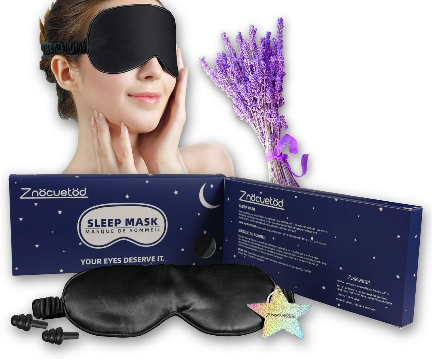 Silk Eye Mask for Sleeping Lavender Sleep Mask for Men Women,Soft Eye Blindfold for Yoga Meditation-Super Smooth and Updated Light Blocking Design with Ear Plug